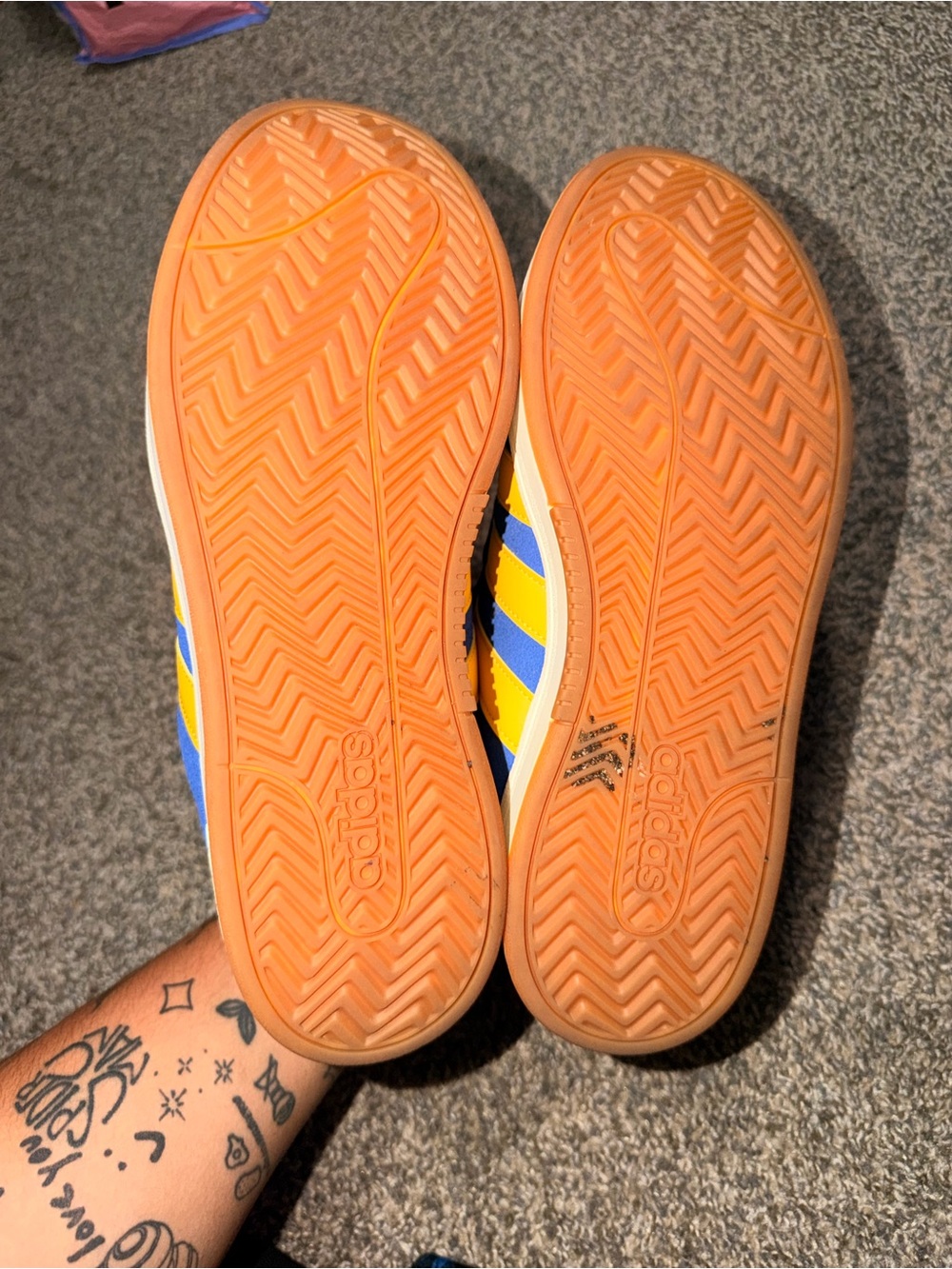 adidas Blue Sneakers with Yellow Stripes - Picture 5 of 6